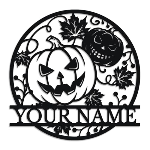 Personalized Pumpkin Monogram Metal Wall Art, Custom Fall & Thanksgiving