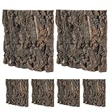 MERRYHAPY 6 Piezas 6 Paneles de Corteza de Corcho Natural para Fondo de Terrario de Reptiles, Decoración Resistente y Texturizada, Tamaño 15X15 CM, Adecuado para Camaleones, Serpientes y