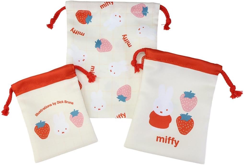 Miffy Strawberry & Tulip Drawstring Bag, Pink
