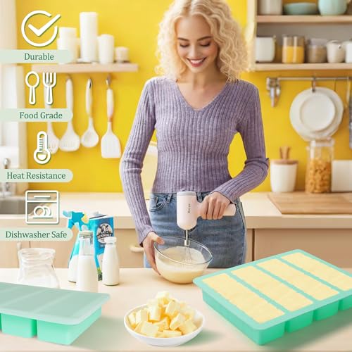 2Pack Butter Silicone Mold Tray with Lid, Non-Stick Butter Mold Tray for Homemade Butter Fits Standard Butter Stick Size, Ideal for Soap Bar, Energy Bar, Cake, Chocolate by Zorazio - Image 6