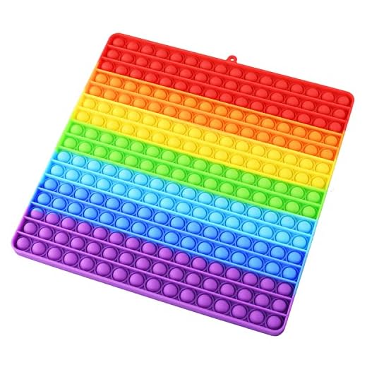 Mirenlife Large Size Pop Sensory Fidget Toys, Push Bubble Fidget Sensory Toy, 12 Inch, 256 Bubbles Jumbo Silicone Pressure Relieving Toys, Rainbow Color