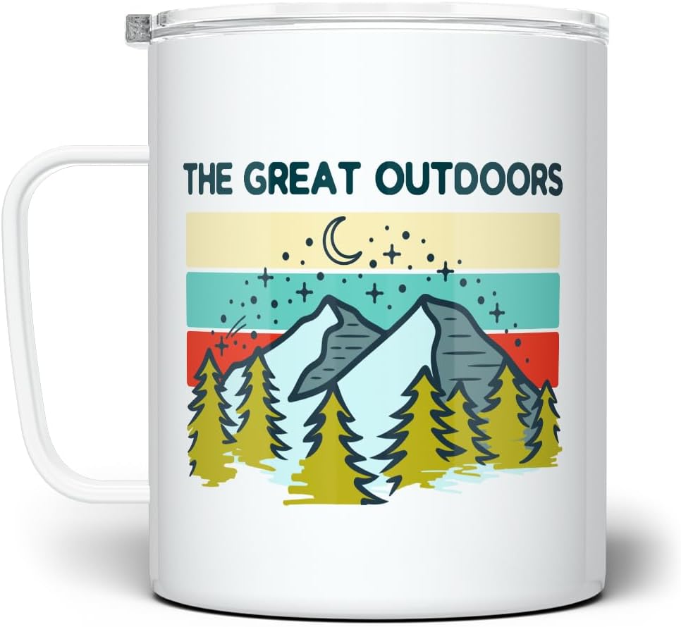 LoftipopThe Great Outdoors Insulated Travel Tumbler Coffee Mug, Mountain Hiking Adventure Cup, Wildlife Nature Camping Lover Gift