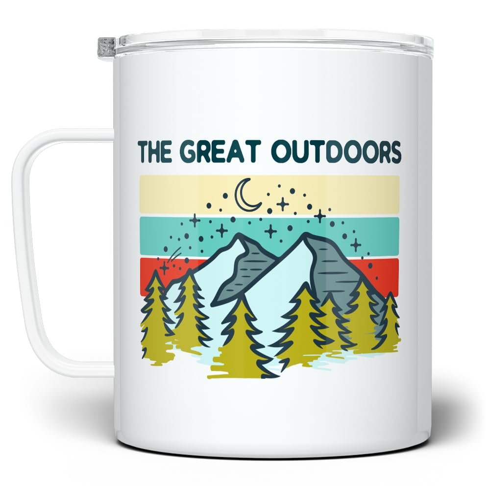 LoftipopThe Great Outdoors Insulated Travel Tumbler Coffee Mug, Mountain Hiking Adventure Cup, Wildlife Nature Camping Lover Gift