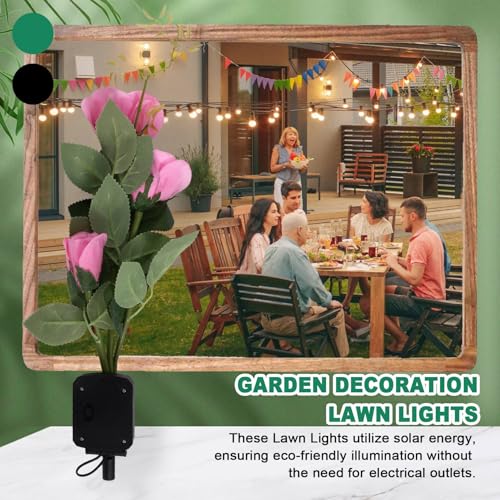 Luz solar de flores impermeable para iluminar patios sin cables 5