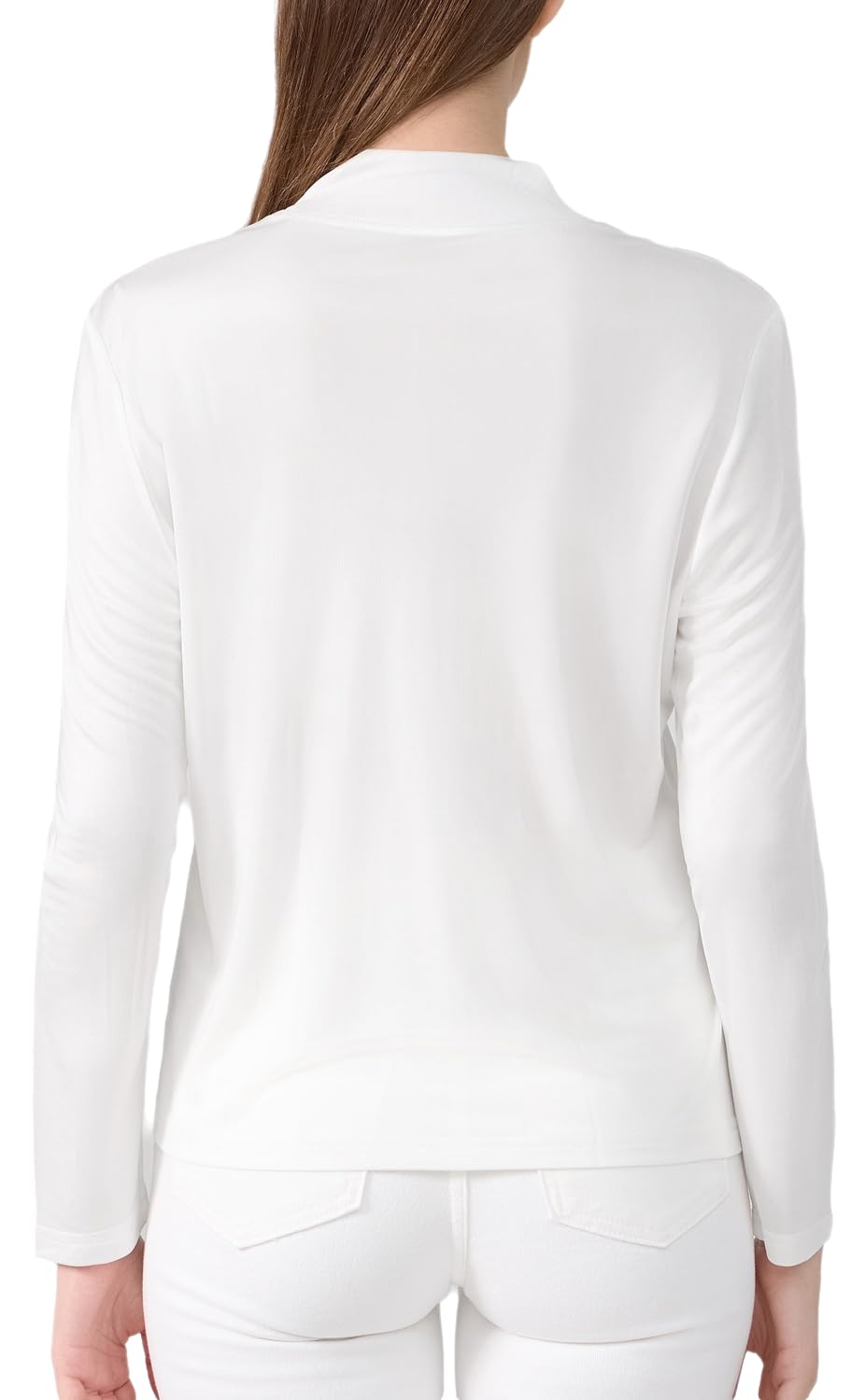 Sous-vêtement thermique en soie de mûrier pour femme, haut long à col montant, chemise légère en soie