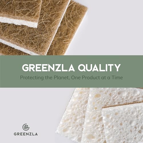 Image of GREENZLA 6 Pack Kitchen Sponges | Non-Scratch Hemp & Sisal