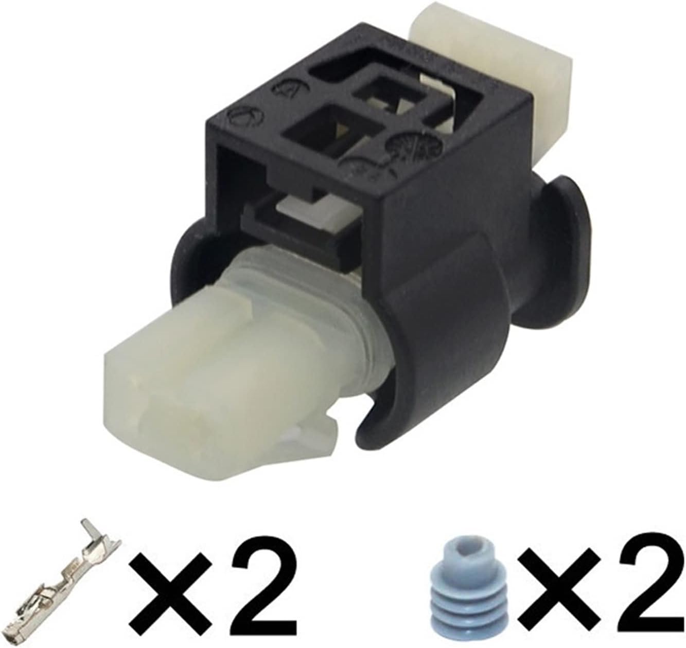 Hengliang Store 1/5/10/20/50 Sets 2 Pin Automotive Waterproof Fuel Injector Male Female Connector Socket Housing with Terminal and Seal Rubber (Color : 2p Male, Package : 10 Sets)
