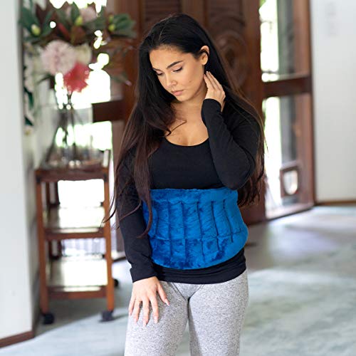 Microwave Heating Pad For Lower Back Pain Relief, Moist Heating Pad For Neck & Shoulders, Cramps, Microwavable Heating Pads 71" Ties, Heat Pack Warm Compress Heat Wrap, Flaxseed Rice Hot Bag (Blue) #TOP7