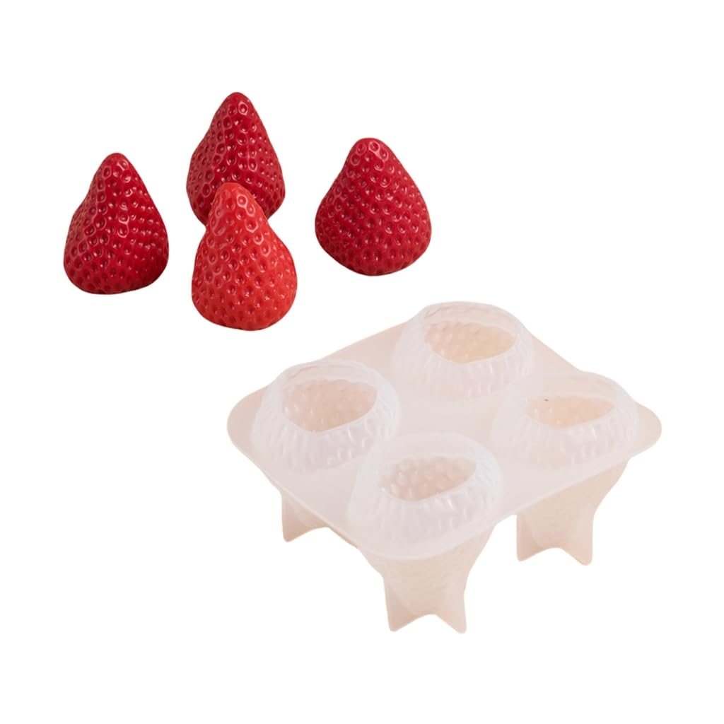 Stampo Silicone Fragola 3D – 4 Cavità Per Candele, Resina, Sapone E Cioccolato, Morbido E Riutilizzabile, 9,3x8,3x4,5 Cm, Perfetto Per Fai-da-te