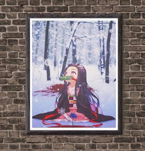 MS Fun Anime Poster Nezuko Digital Canvas Art Prints Poster,Set of 8,8 x 10 Inches,No Frame