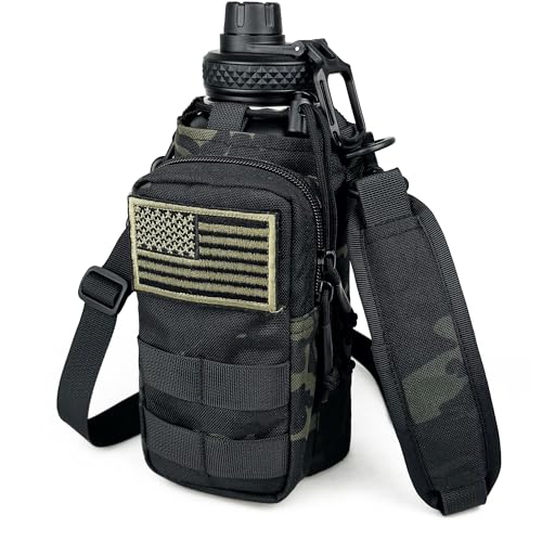 Image of 32 Oz Water Bottle with Sleeve - Insulated Bottle with Strap Stainless Steel Gym Water Bottles for Men Sports Workout Hiking Camo Black