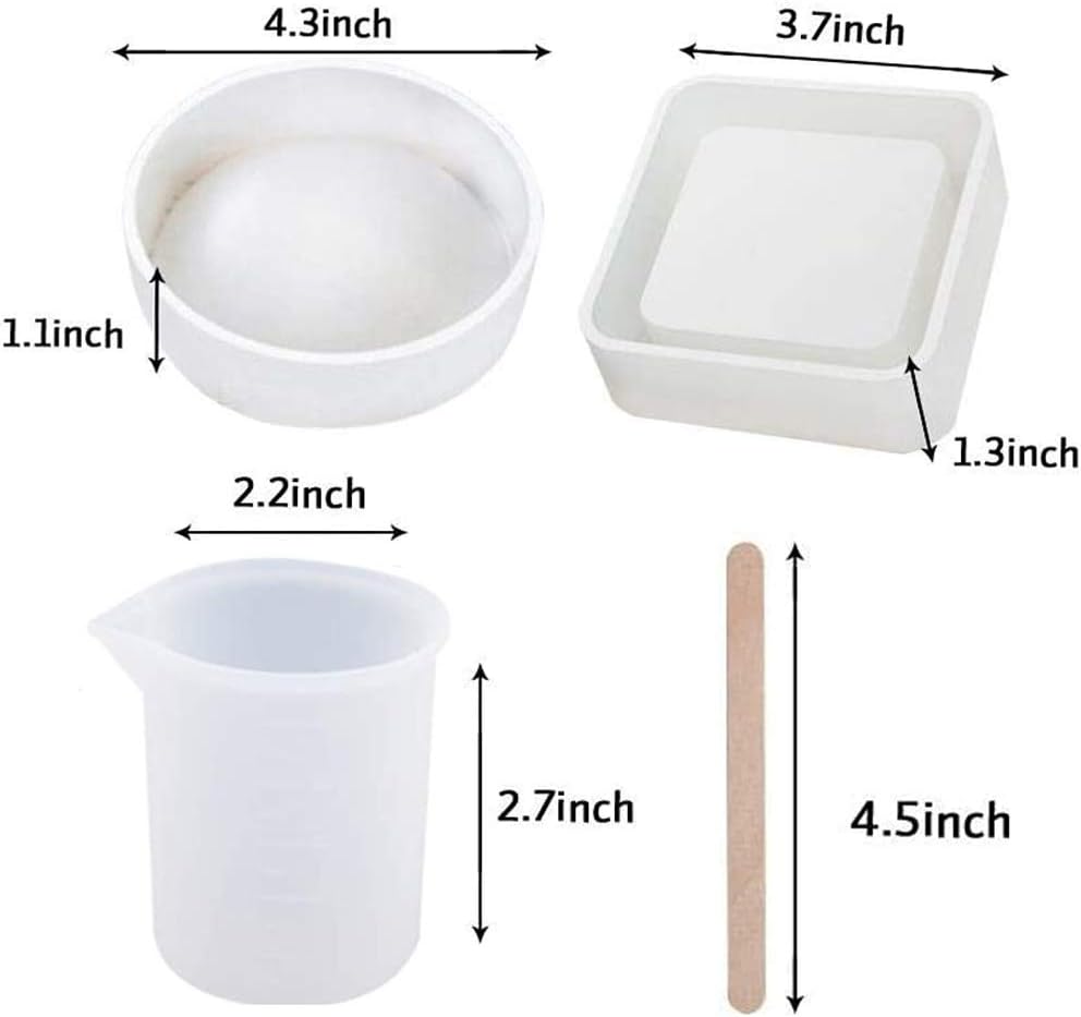 Silicone molds for Resin, Resin Casting molds for Ashtray Square and Round Epoxy Resin molds for Jewelry Box/Ashtray