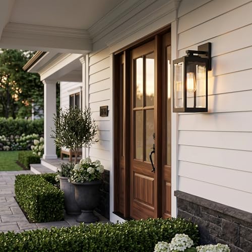 Image of Quoizel Westover 14 inch Outdoor Wall Sconce, 1-Light Earth Black with Clear Beveled Glass, E26 Base, Wet Rated