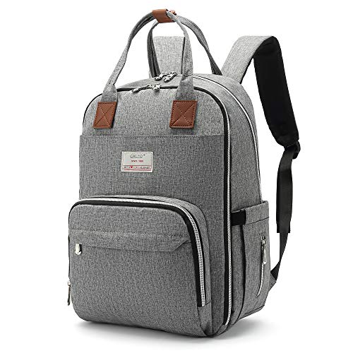 Wickelrucksack groß, Baby Wickeltasche mit Kinderwagenanhänger, Windeltasche multifunktional, Schulrucksack Reiserucksack für Unterwegs Damen und