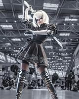 FCCAM YoRHa 2B Cosplay Kostüm für Damen Nier Automata Cosplay Kostüm, perfekt für Comic-Con, Fotoshootings und Partys L – Ansicht 6