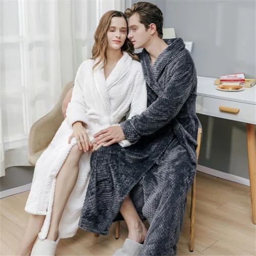 Thick Flannel Couple Robe Sleepwear Coral Fleece Long Sleeve Bathrobe Home Clothes Autumn Winter Loose Lounge Wear2