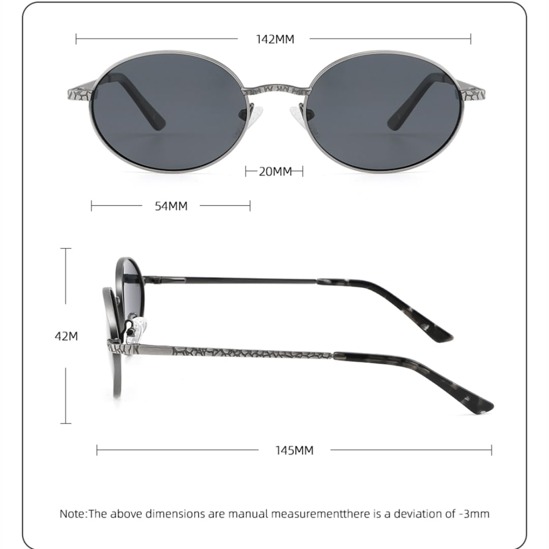 Gafas de sol polarizadas de metal ovaladas retro para mujer y hombre, pequeñas, vintage, de lujo.