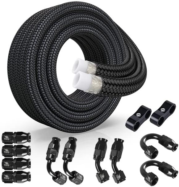 RENO 6AN PTFE Fuel Line Fitting Kit, E85 Nylon Braided Fuel