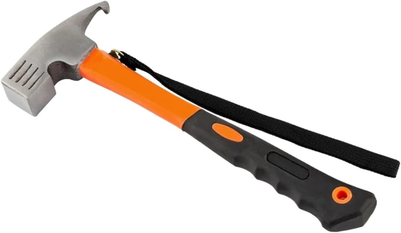 hammer Portable Carbon Steel Camping Tent Hammer Multifunction Tool(Orange)