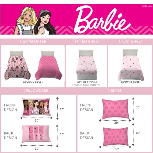image for Franco Barbie Barbiecore Bedding Super Soft Comforter and Sheet Set wi