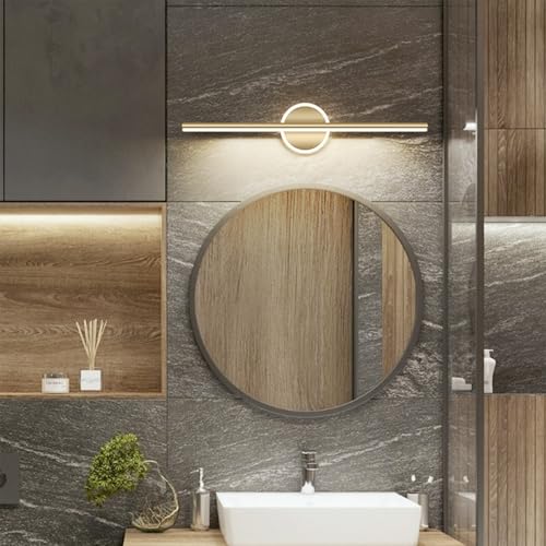 Aplique de pared LED de 60cm redondo en aluminio blanco con luz de 6000K para baño y espejo