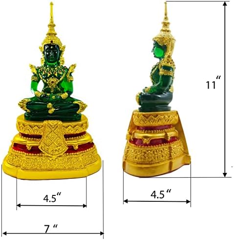 Miniatura 7 de BUDDHO Estatua de Buda de esmeralda para meditar, sentada de 11 pulgadas de alto, estatua de Buda tailandesa decoración del hogar, estatua de Buda