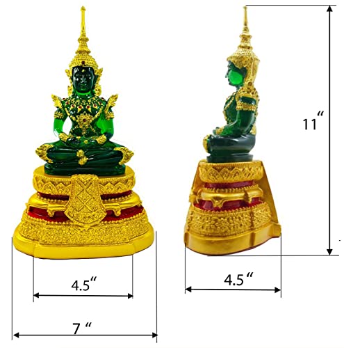 Buddho Emerald Buddha Statue Summer Meditating Seated 11" H. Thai Buddha Statue Room Decor Home Decor Buddha Statue For Home Small Gift Office Gift Sculpture Figurines #TOP3