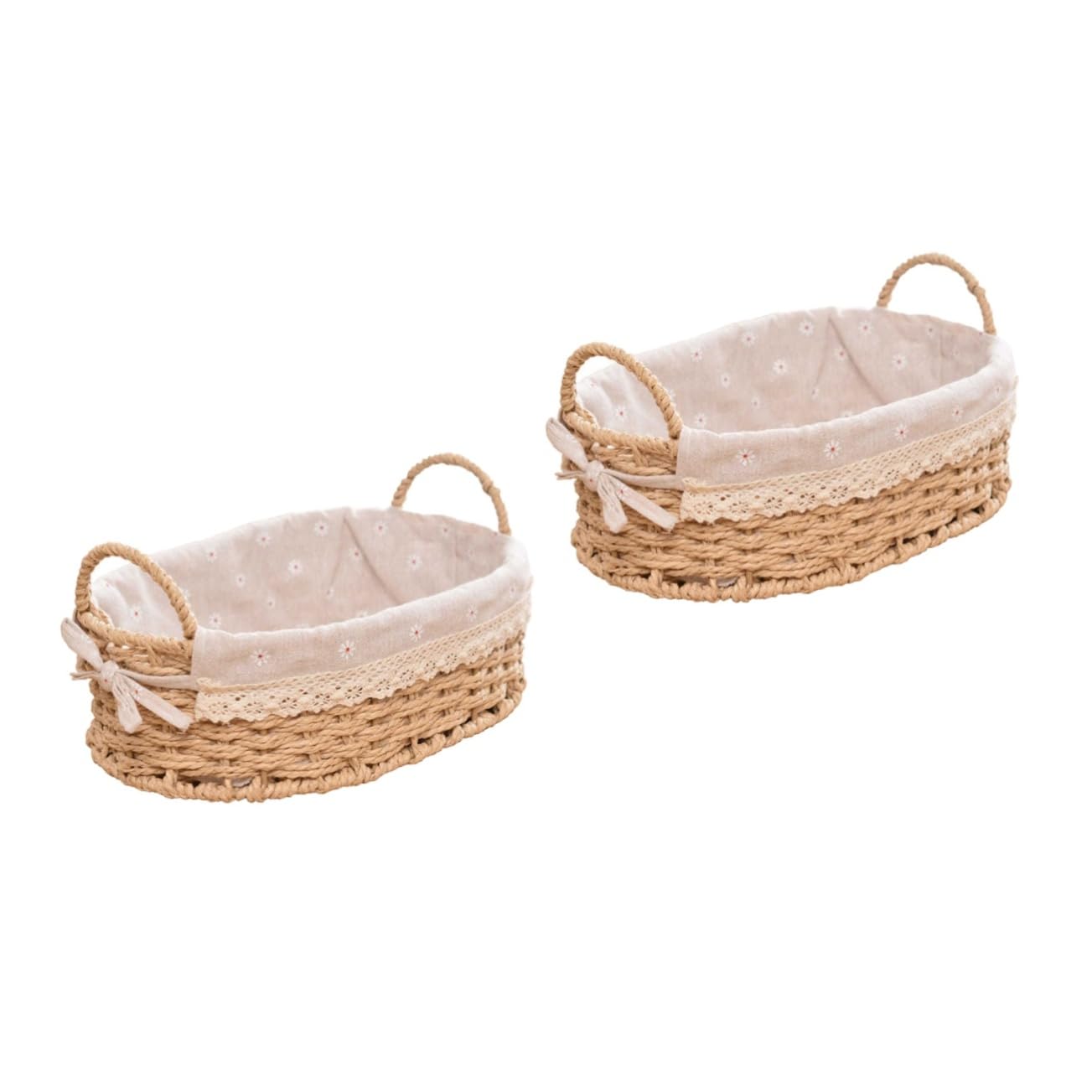 Cabilock 2pièces Panier De Rangement Tissé Main Organisateur De Bureau Élégant Pour Snacks Cosmétiques Et Accessoires Panier Décoratif Naturel Pour Maison