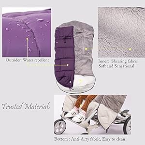 Stroller Footmuff – Universal Winter Thicken Bunting Sleeping Bag, Water Repellent Cover, Shearing Blanket, Fits All Pushchair/Pram/Car Seats with Warm Hand Gloves/Warmmuffs