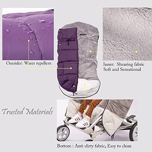 Stroller Footmuff – Universal Winter Thicken Bunting Sleeping Bag, Water Repellent Cover, Shearing Blanket, Fits All Pushchair/Pram/Car Seats with Warm Hand Gloves/Warmmuffs Stroller Footmuff – Universal Winter Thicken Bunting Sleeping Bag, Water Repellent Cover, Shearing Blanket, Fits All Pushchair/Pram/Car Seats with Warm Hand Gloves/Warmmuffs