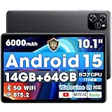 【2025新登場・ Android 15 タブレット 大画面】 Wi-Fiモデル タブレット 10インチ 14GB+64GB+1TB-TF拡張 アンドロイド 6000mAh 2.4G＆5G/WiFi/Bluetooth5.2 8コアCPU PD18W＆Type-C充電 android フルメタルボディ 顔認識/無線投影/WidevineL1対応/LINE tablet 日本語説明書 子供用にも