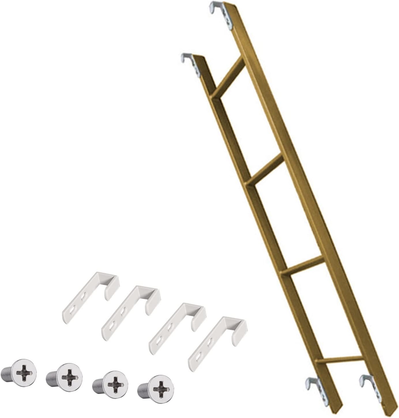 Ladders,Hanging Bunk Bed Ladder Replacement for Home Loft, Doom Room & Bedroom - Metal Iron Twin Bed Step Ladder with Hooks Adjustable/Gold/0M/40 inch