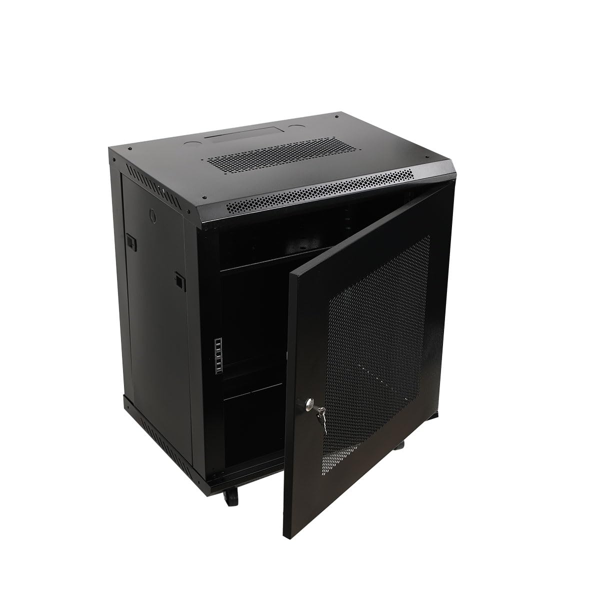 12HE - Armario de red para servidores (19 pulgadas, con 4 ruedas extraíbles, capacidad de carga de 60 kg, con puerta frontal perforada, 600 x 450 x 650 mm)
