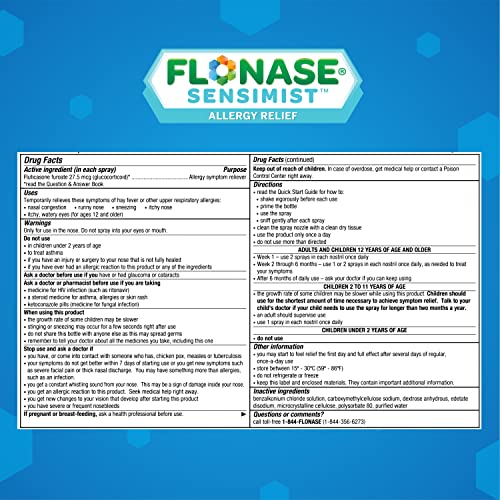 Flonase Sensimist Allergy Relief Nasal Spray Non Drowsy Allergy Medication, Gentle Mist - 60 Sprays #TOP4