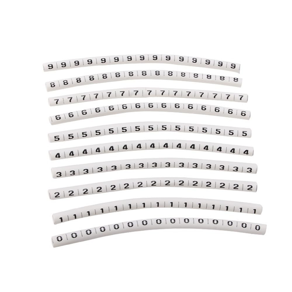 1000 szt. Białych rurek termokurczliwych Oznaczniki kablowe ponumerowane 0-9 dla łatwej identyfikacji(2.5mm)