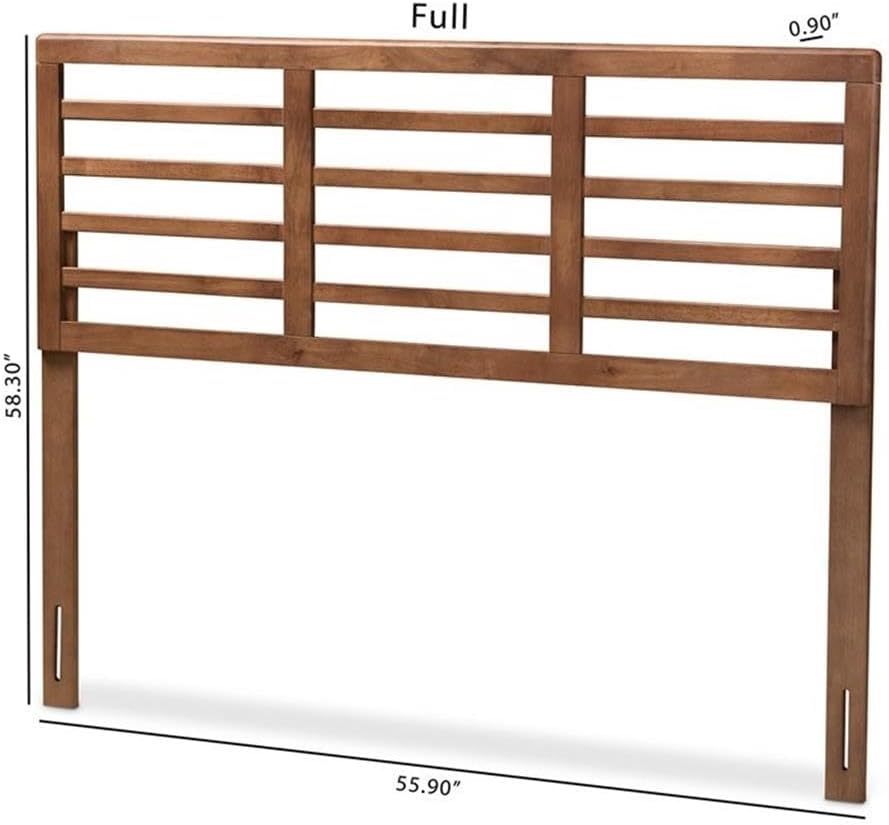 Baxton Studio Salome Mid-Century Modern Walnut Brown Finished Wood Full Size Open Slat Headboard
