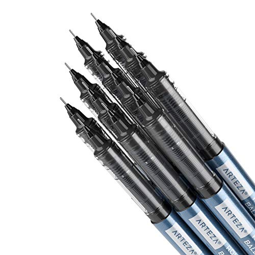 Arteza Rollerball Pens Fine Point, Set Of 20 Black Liquid Ink, Extra Fine 0.5 Mm Needle Tip Pen, Make Precise Lines, Office Supplies For Writing, Notetaking, And Drawing #TOP4