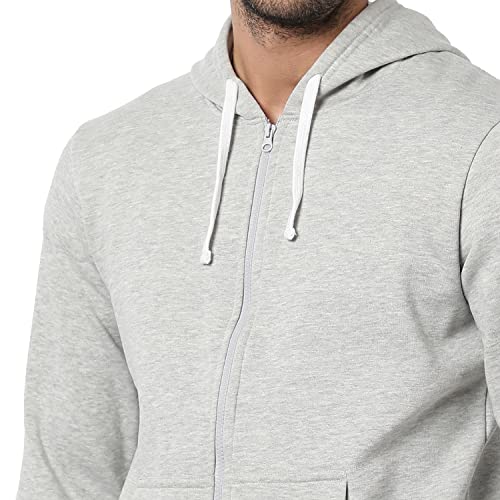 Image of CAHOOT Men's Dark Blue Zip-Front Hoodie with Contrast Drawstring for Casual Wear | Long Sleeve | Hooded Neck | Zipper Closure | Cotton Sweatshirt Crafted with Comfort Fit for Everyday Wear
