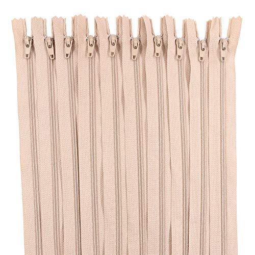 Renashed 60Pcs 12Inch Nylon Coil Zippers for Tailor Sewer Sewing Craft Crafter's Specia (Light Brown)