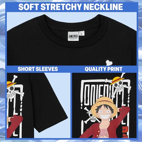One Piece Pyjamas Set for Men Teens & Boys, Black Cotton T-Shirt & Bottom, Nightwear Loungewear Clothes, Manga Anime Gifts (3XL, Black) - Image 3