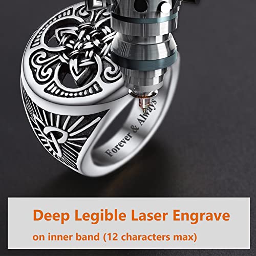 U7 Anel masculino de sinete de nó celta redondo vintage de aço inoxidável/preto/ouro 18K (caixa de p