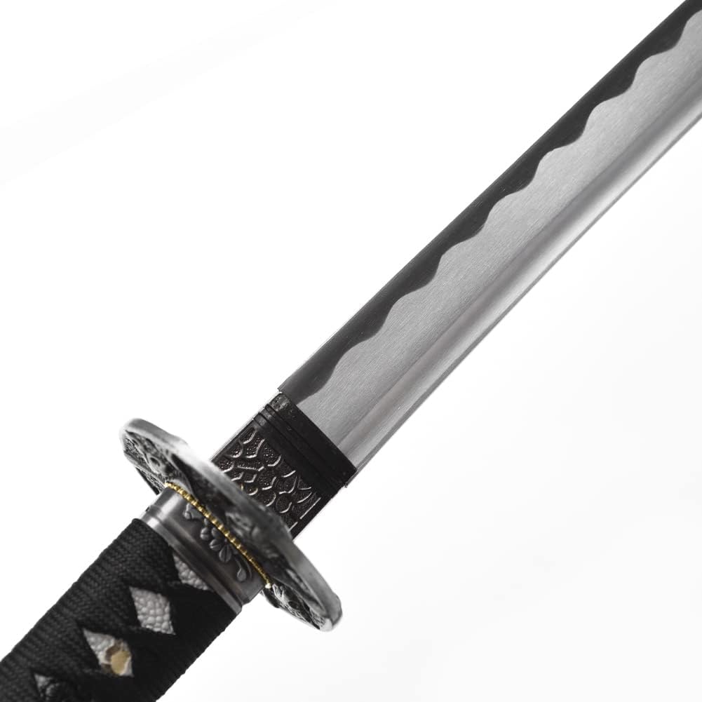 YONG XIN SWORD-Samurai Katana Sword, Japanese Handmade, Practical, 1045 Carbon Steel, Tempered/Clay Tempered, Full Tang, Sharp, Scabbard (Skull)