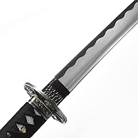 Vista 5 de Samurai Katana - Espada japonesa hecha a mano, práctica, acero al carbono 1045, templado/arcilla templada, espiga completa, afilada, vaina