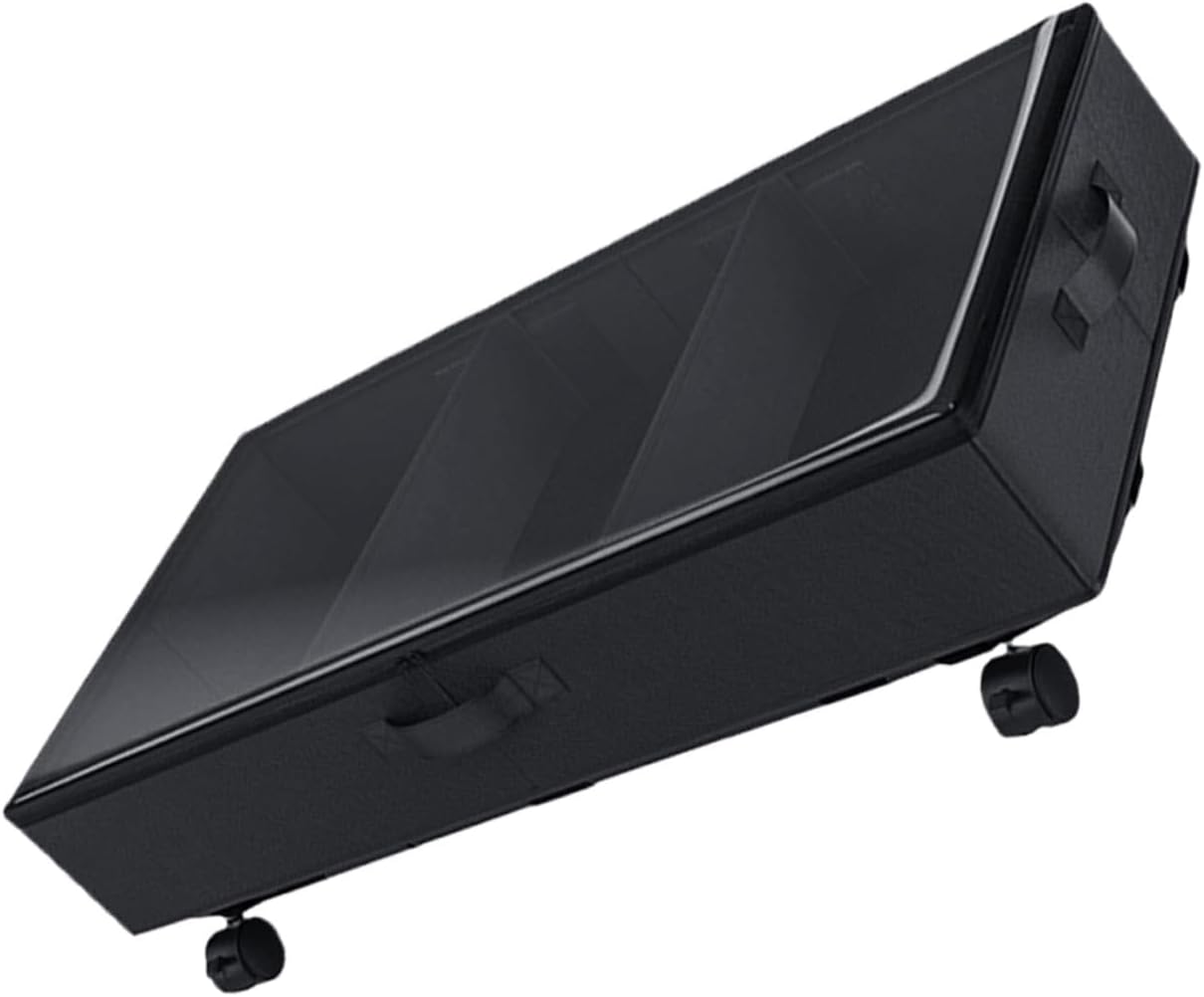 Veemoon Bed Storage Bin with Wheels, Oxford Fabric 3-compartment Clothes Organizer, Large Capacity Dustproof Storage Container for Bedding, and Clothing, Black