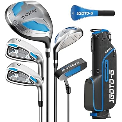 7 Pieces Golf Clubs Set for Men & Women - Complete Mens Golf Clubs Full Set Right/Left Handed Includes Stand Bag with Rain Hood, 1# Drive, 5# Hybrid 7# PW# Irons and Putter
