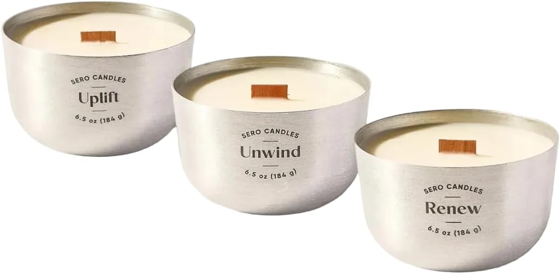 Soy Candle Refills 3-Pack (6.5 oz Each) | Renew x3 | Non-Toxic Crackling Wood Wick | Clean Burning | Recyclable