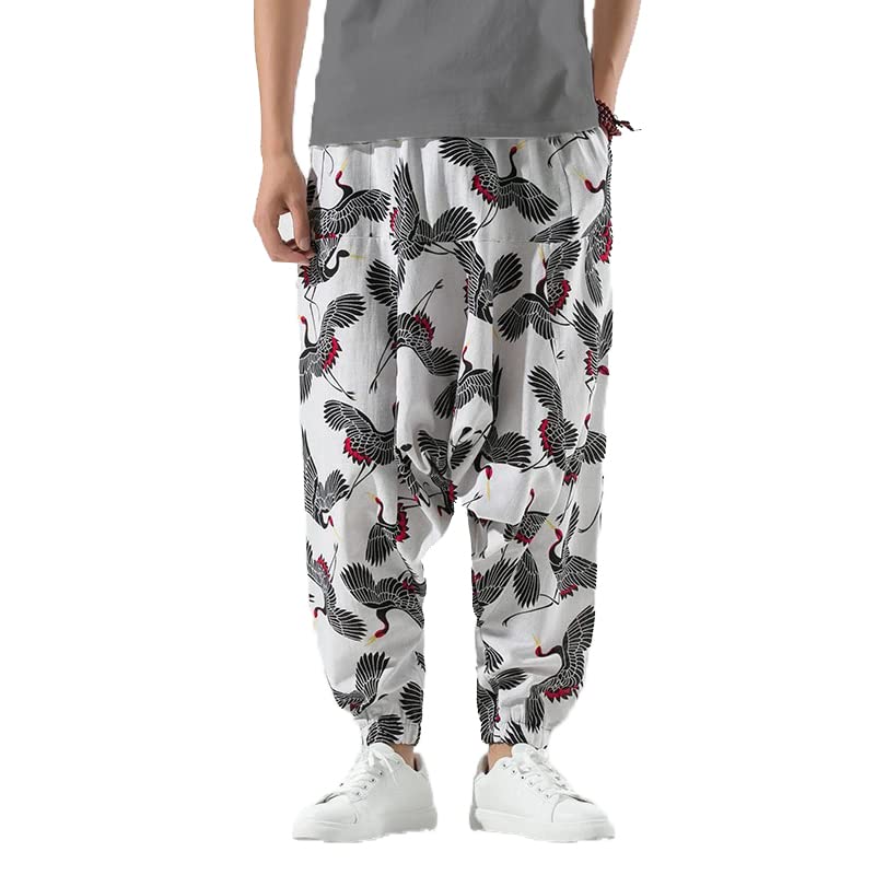 Image of Whitewhale Men's Cotton Solid Harem Pants Yoga Trousers Hippie Pant