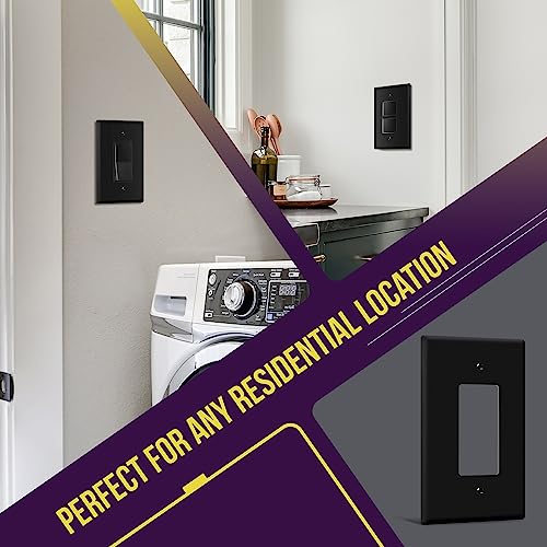 Image of ENERLITES Decorator Light Switch or Receptacle Outlet Wall Plate, Gloss Finish, Oversized 1-Gang 5.5 inch x 3.5 inch, Unbreakable Polycarbonate Thermoplastic, UL Listed, 8831O-BK, Black
