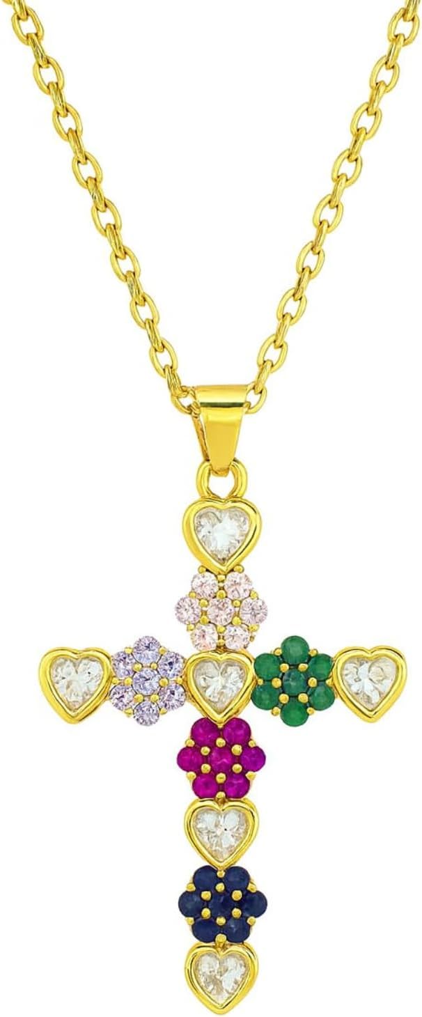 Cross Necklace for Women - Dainty 14K Gold Plated CZ Pendant - Faith Jewelry Gift for Her