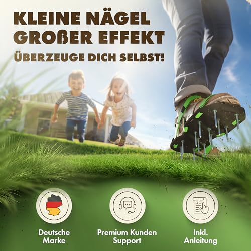 LAINFELD Nagelschuhe mit Klettverschluss | Rasenbelüfter + Estrichschuhe | Rasenlüfter Vertikutierer für Rasen belüften Aerifizierer Garten Schuhe